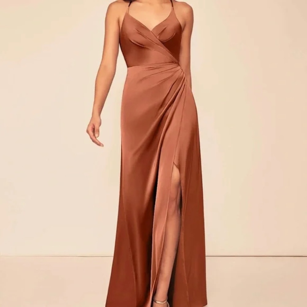 Azazie Geanna Cedar Rose Stretch Satin dress